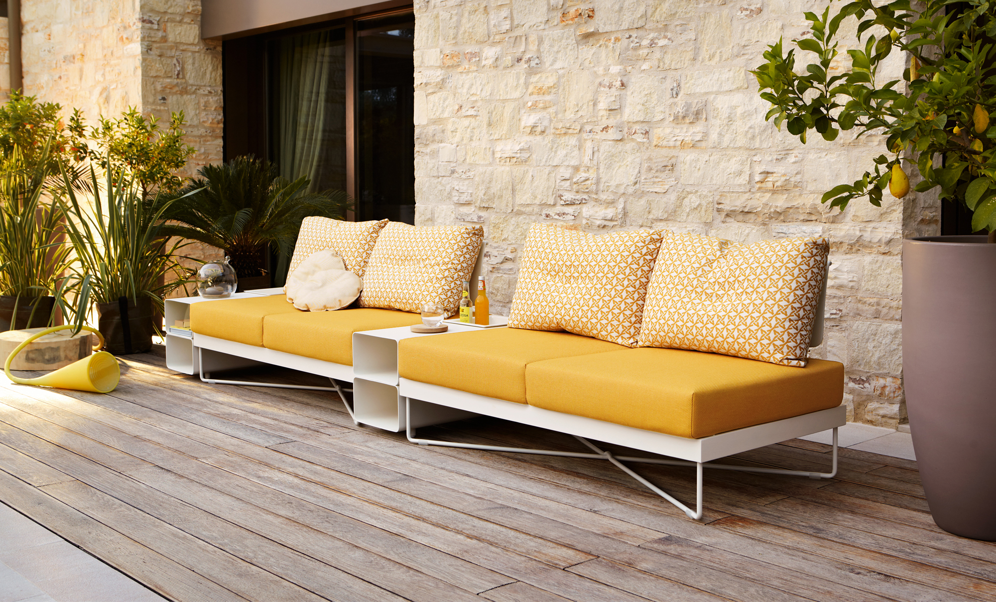 yellow wicker patio furniture