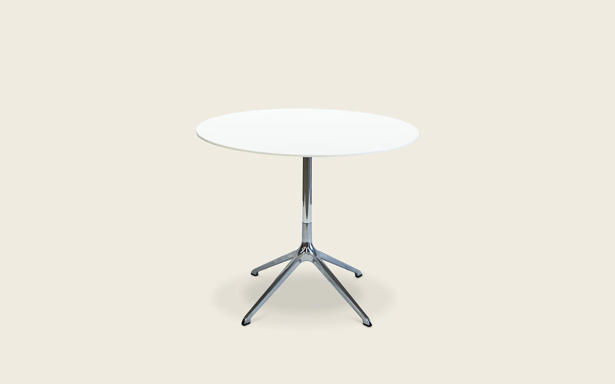 Elephant Round Dining Table - White and Aluminum - In Stock