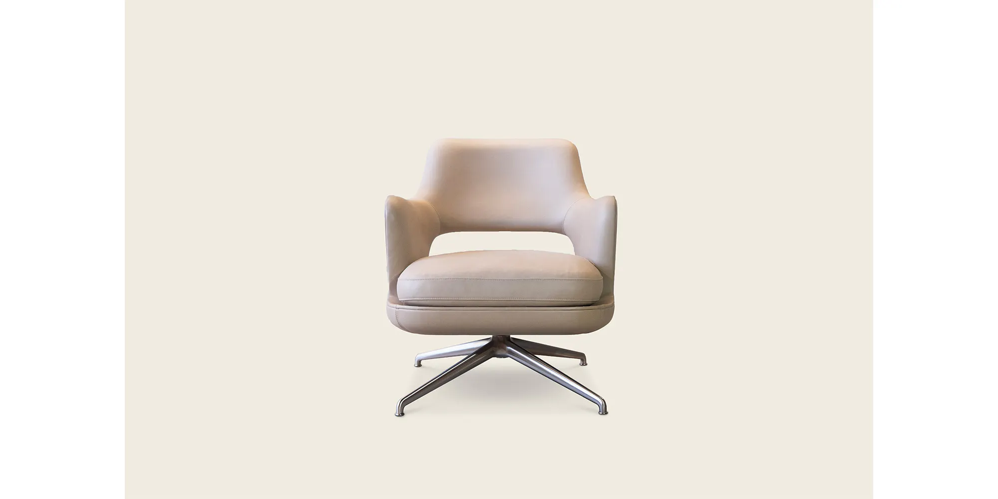 Eliseo Swivel Armchair by Flexform - Leather - In Stock